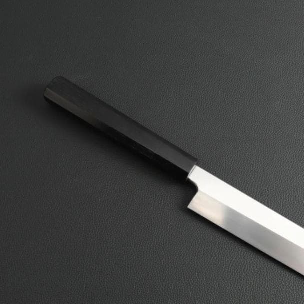 10109 勘所型切付包丁 尺寸 刺身包丁 刃は究極の切れ味 黒檀黒水牛角八角柄