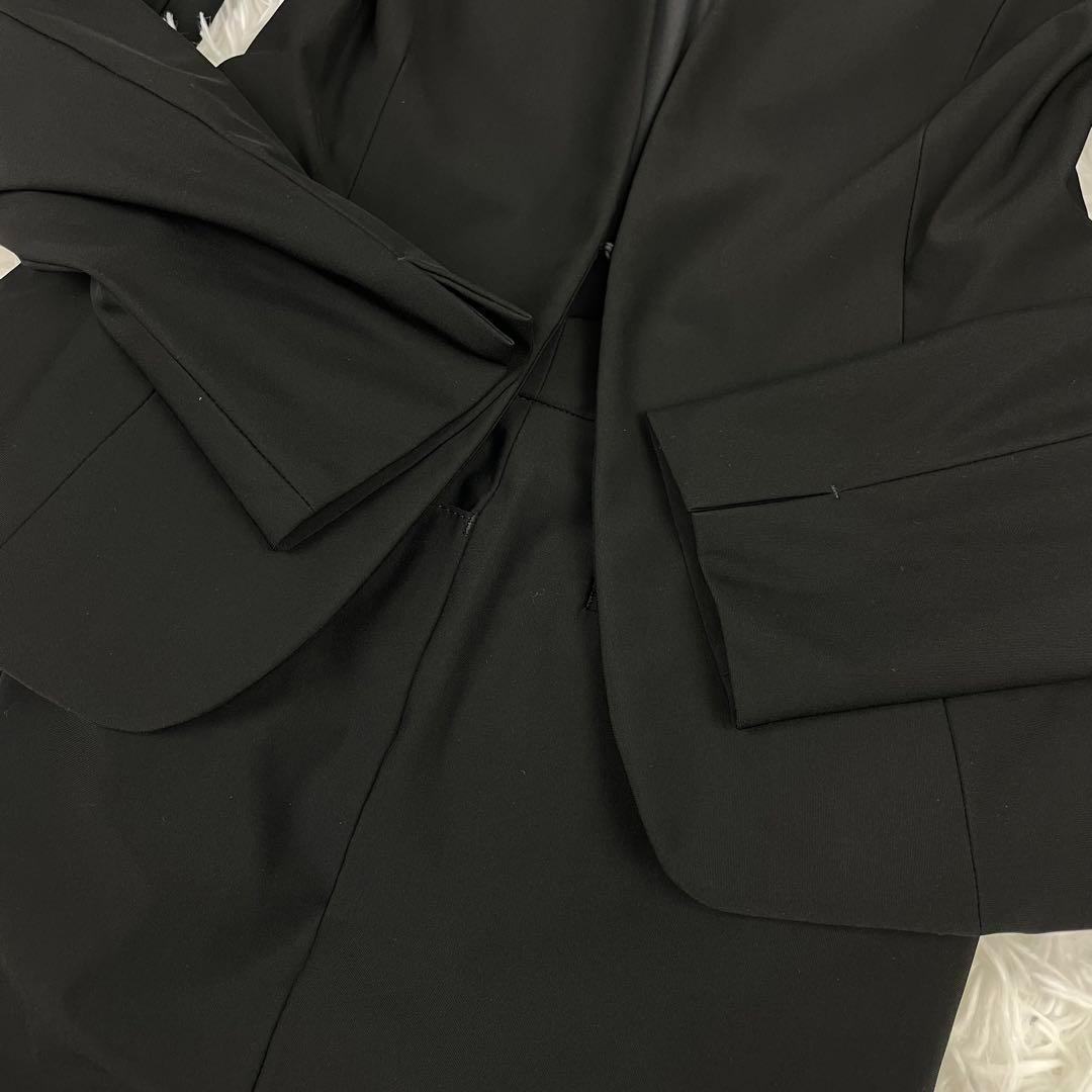 超極美品✨24SS✨インディヴィ✨ノーカラー✨パンツスースセットアップ✨36✨黒