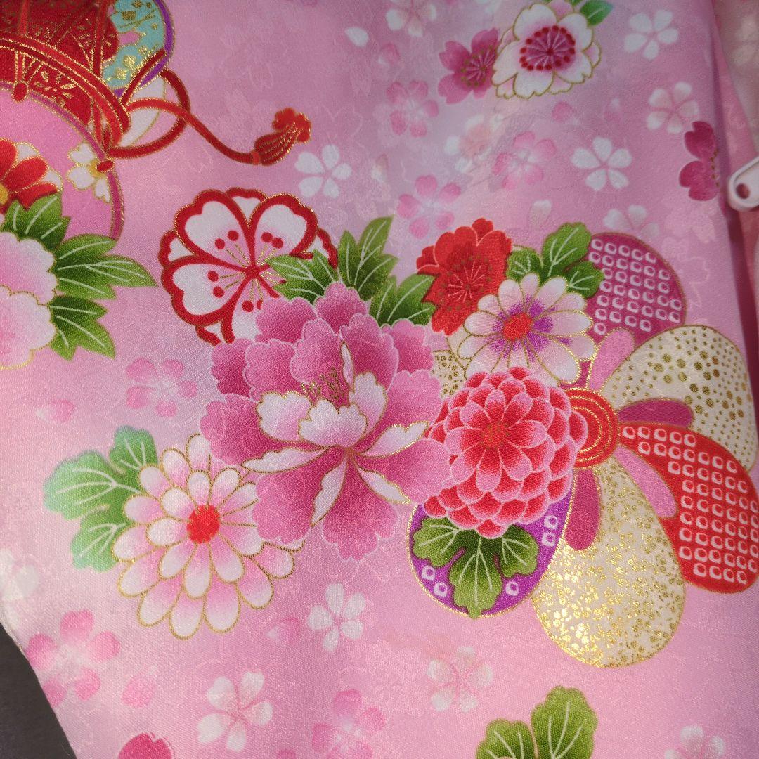 【極美品】草履込み　七五三 3歳用着物 花柄刺繍　ピンク