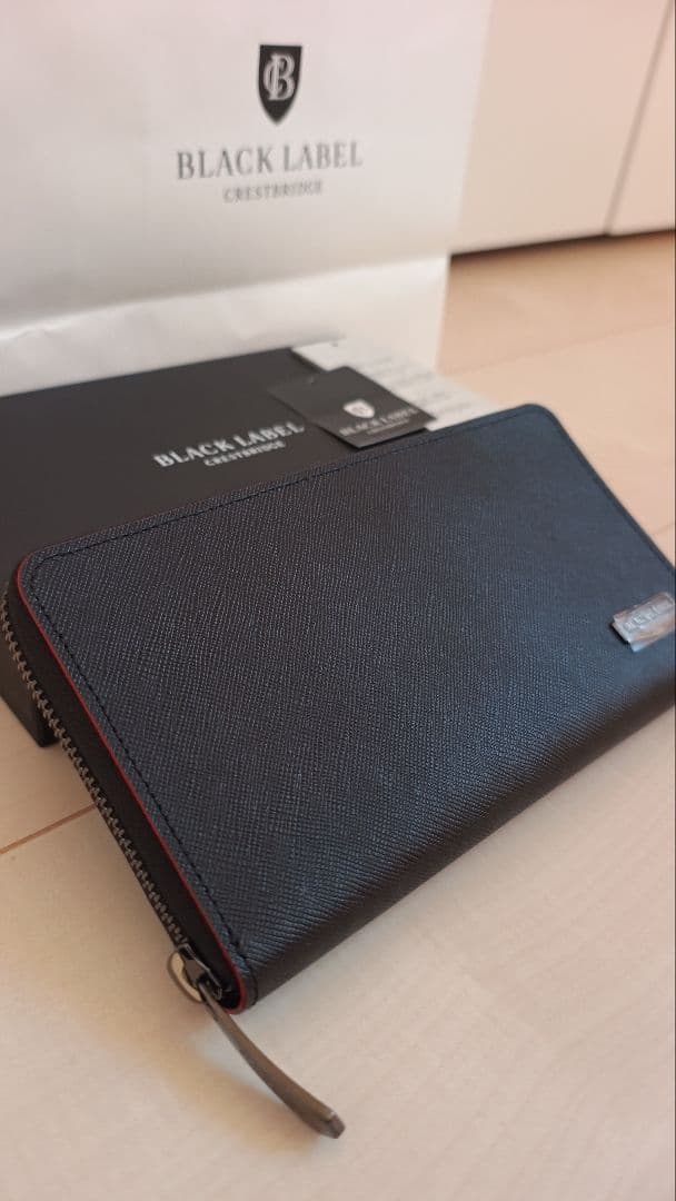 【新品箱ショップ袋付】インサイドクレストブリッジチェック ラウンドジップ 長財布