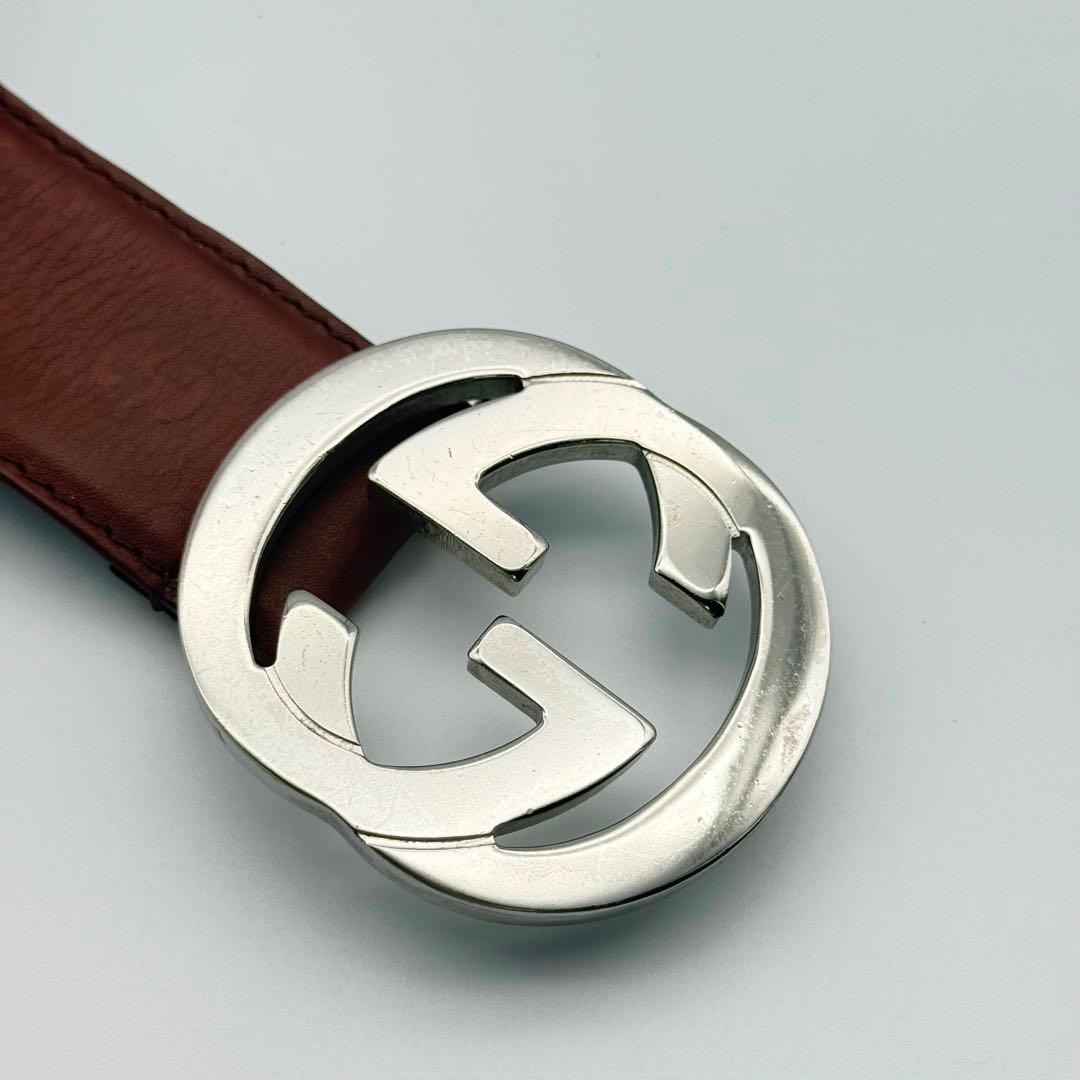 ✨良品✨GUCCI ベルト インターロッキング シマ シルバーバックル GG柄