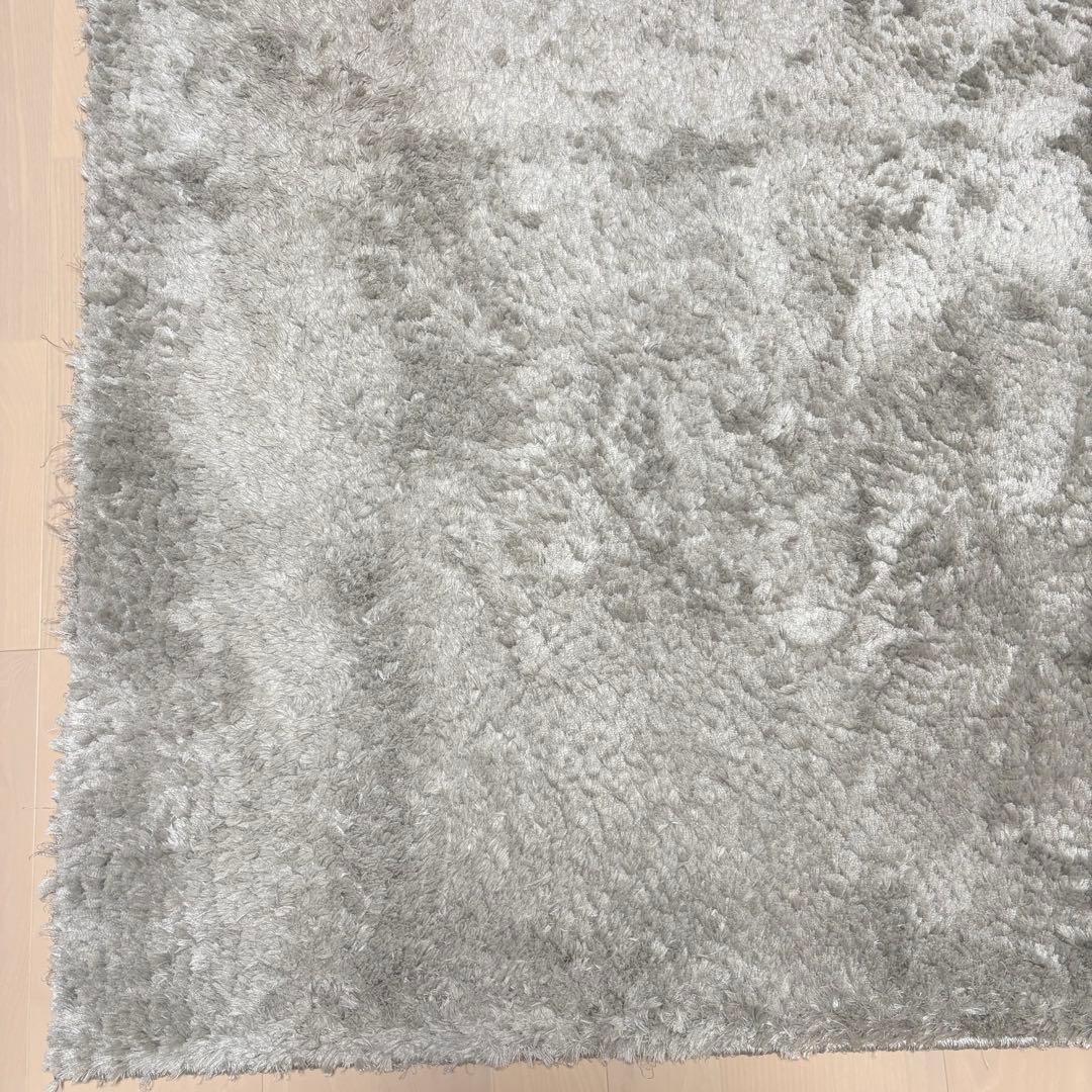 日本製 シャギーラグカーペット 174×132 ライトグレー 住江織物株式会社
