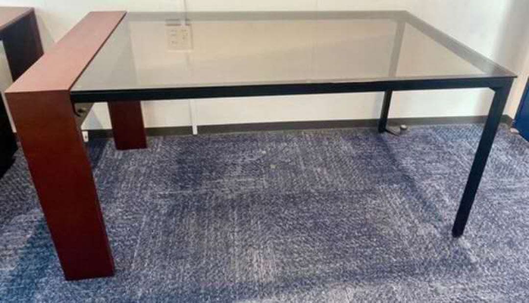 ガラス天板 木製脚 テーブル　ダイニングテーブルのみ