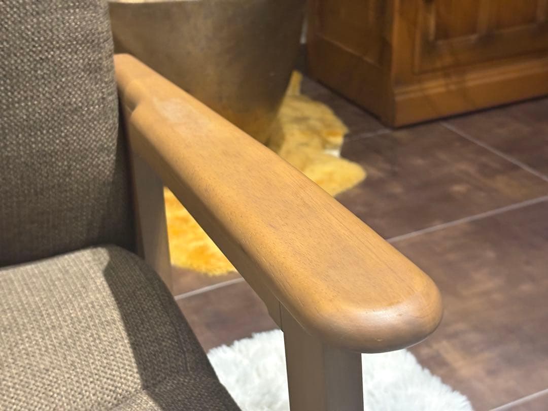 シンプル　ブラウン　ソファ　 一人用　アームソファ　キャスター付　2脚セット　Y