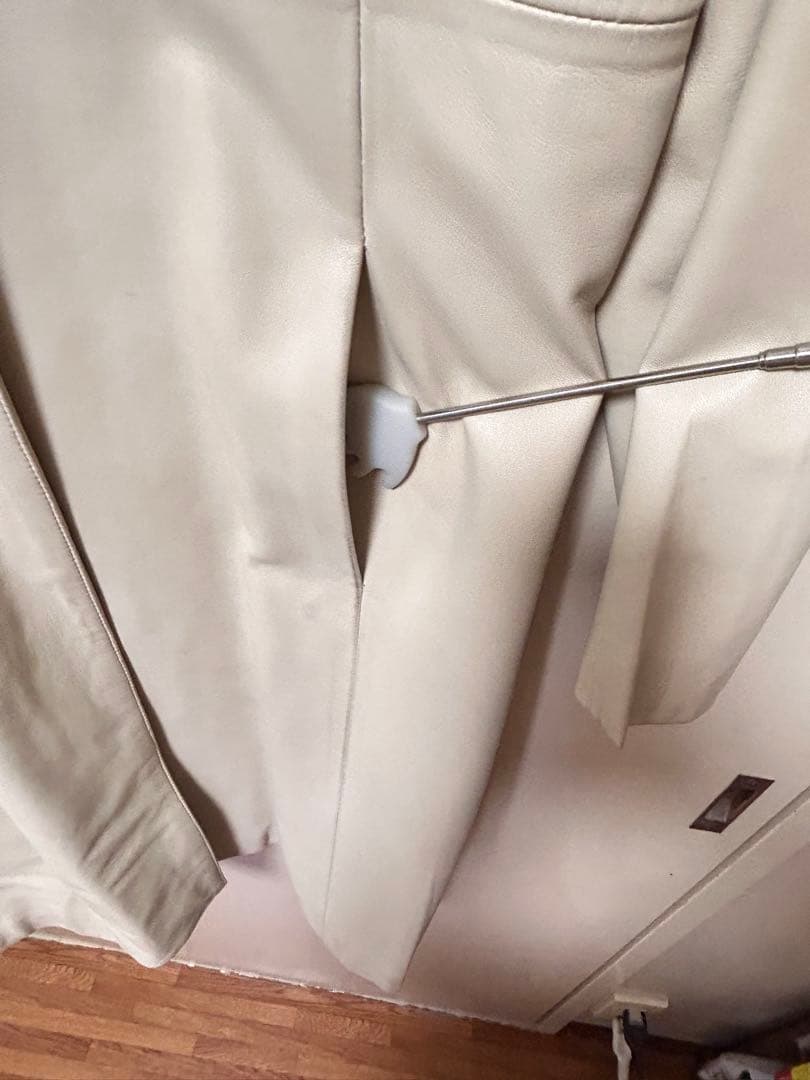 BALMAIN ホワイト レザーロングコート サイズ13