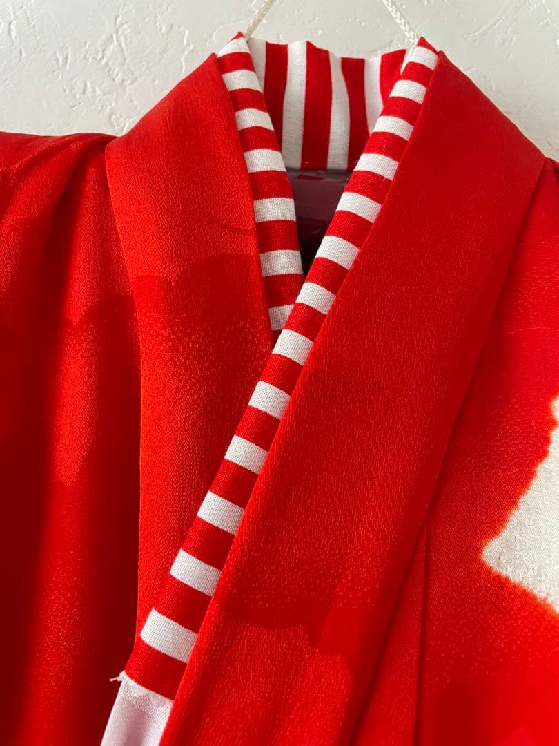 七五三　3歳　正絹お着物セット　髪飾り付き