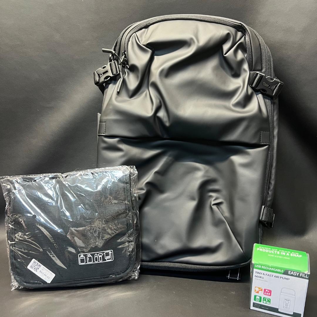 〇Of66 未使用真空圧縮 バックパック トラベルバッグ ブラック