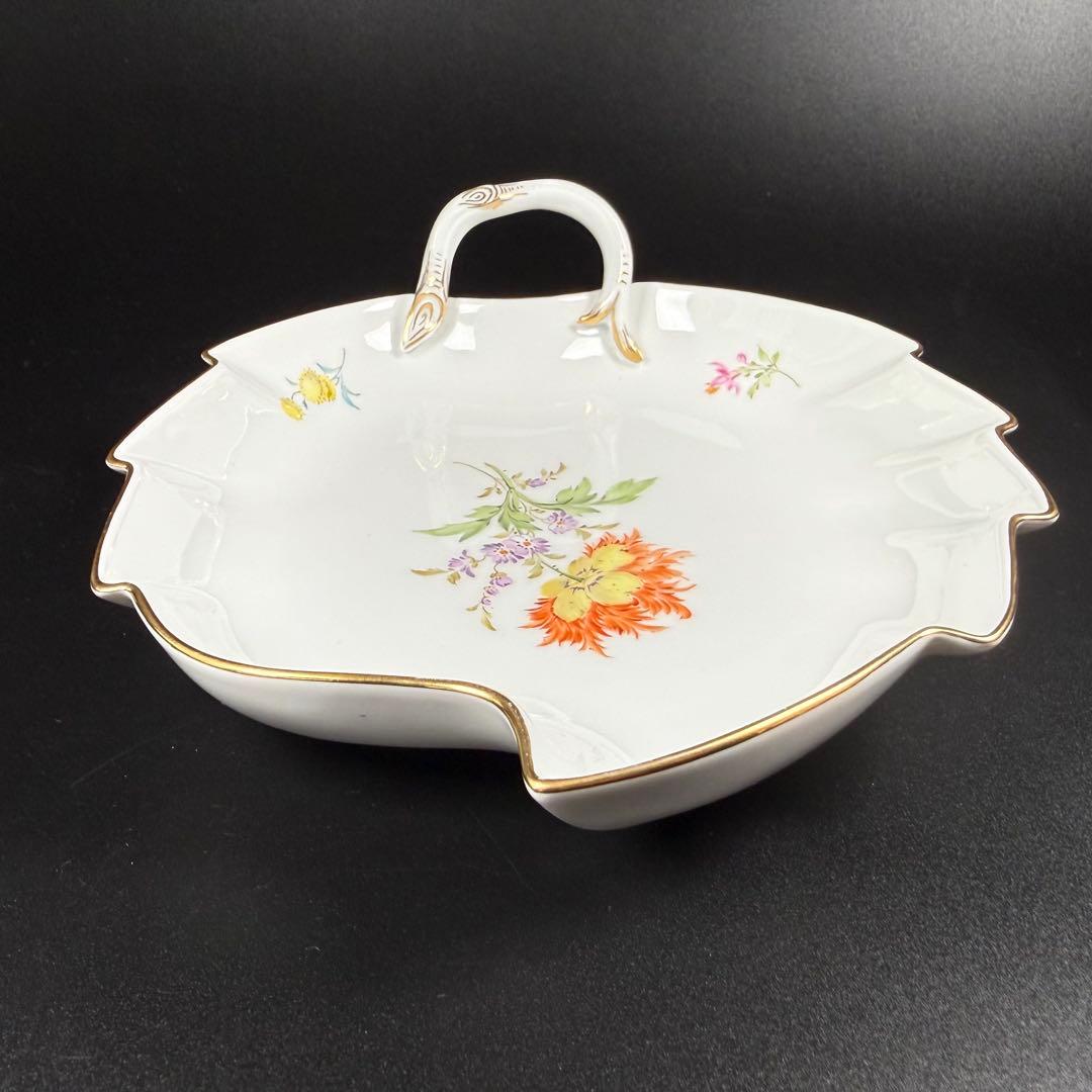 未使用 マイセン 金彩 2つ花 ケシ リーフディッシュ(約19cm)1枚、1級