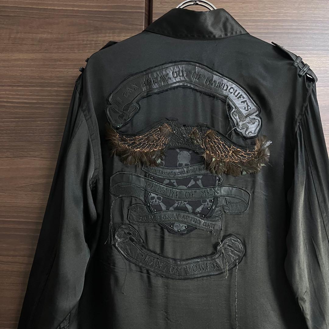 Roen ロエン シルクシャツ フェザーワッペン 羊革 hyde VAMPS