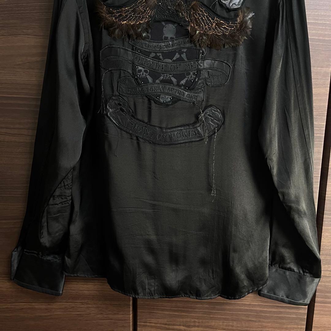 Roen ロエン シルクシャツ フェザーワッペン 羊革 hyde VAMPS