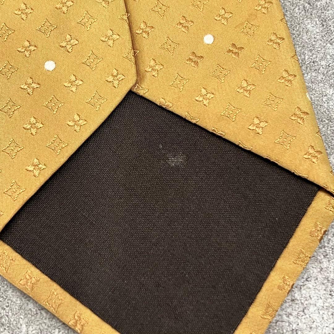 美品 LouisVuitton ルイヴィトン ゴールド ドット ネクタイ シルク