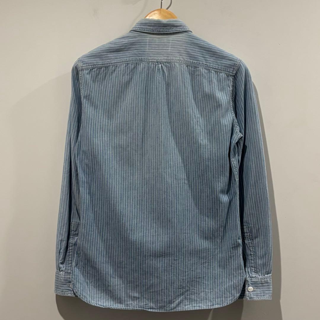 RRL インディゴ ストライプ 赤耳 チンスト デニム ワーク シャツ XS
