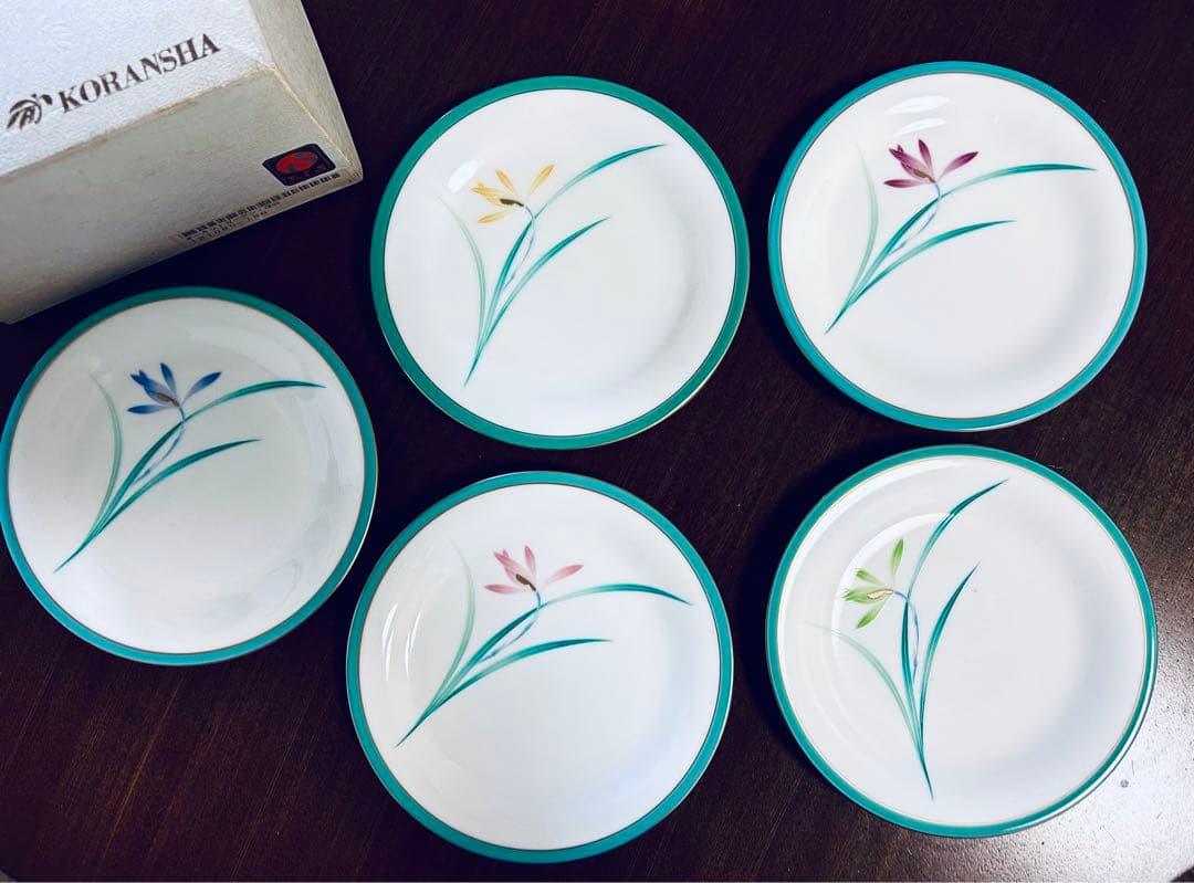 香蘭社　オ－キッドガーデン　5 色変わり　深皿と平皿　10客