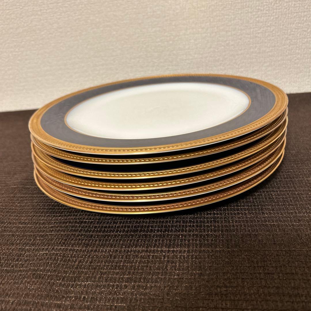 大倉陶園　ロイヤルブルー　瑠璃クラウンエンボス　ディナープレート　26cm