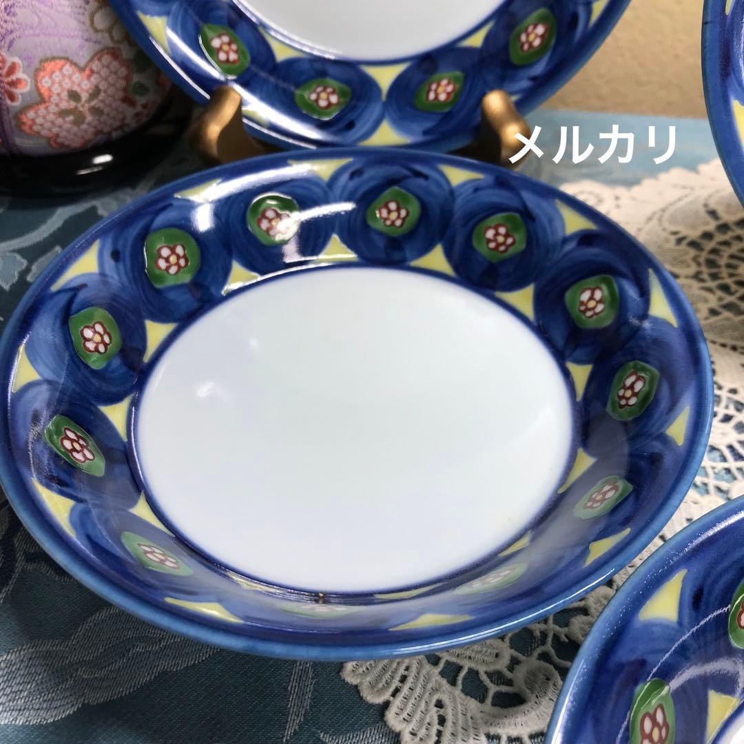 源右衛門窯　染錦丸紋　丸皿　取皿　5枚1式　新品未使用　木箱入り