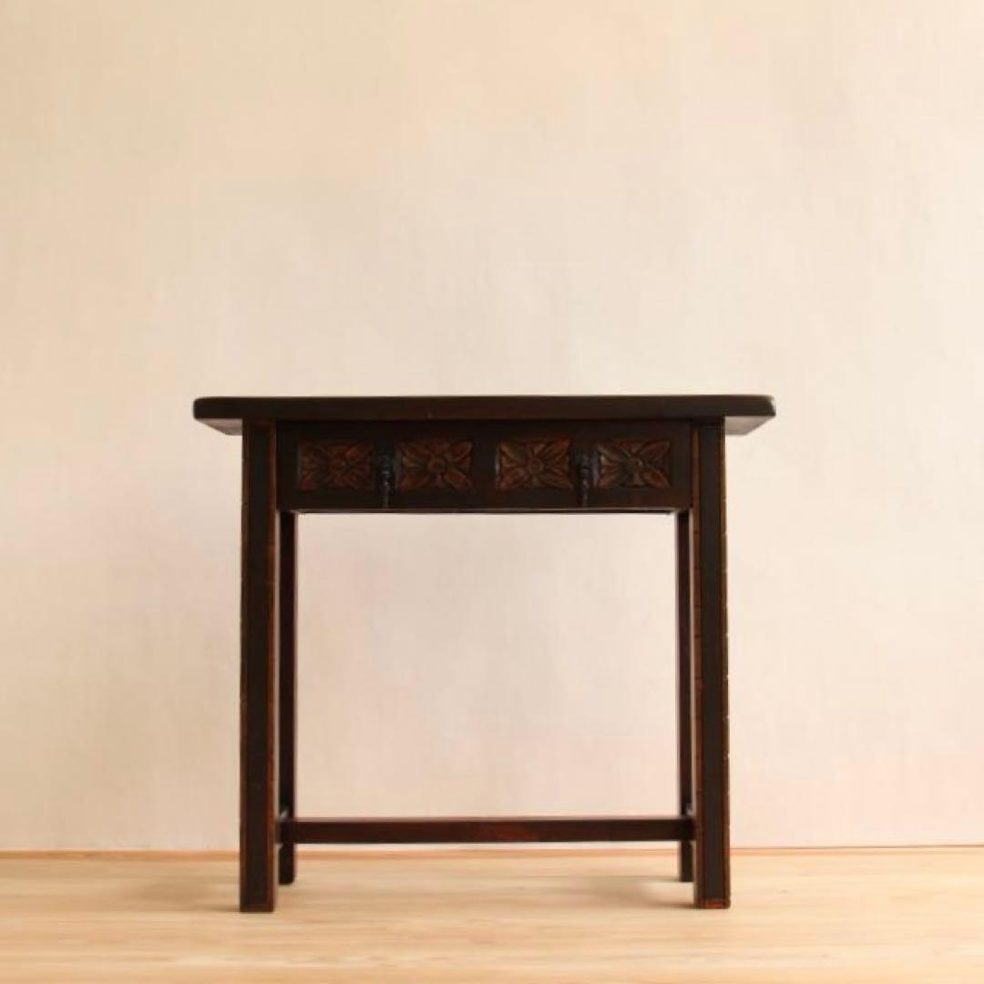 棚　飾り棚　小さめ　花台　飾り台　木製　彫刻　アンティーク　古道具