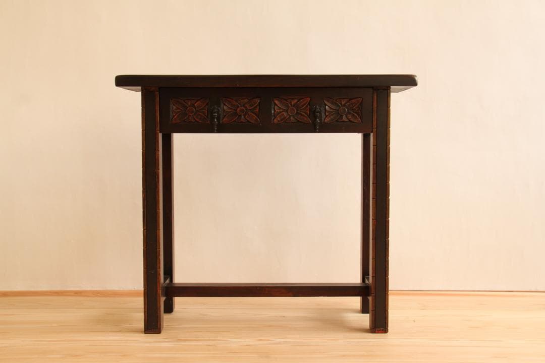 棚　飾り棚　小さめ　花台　飾り台　木製　彫刻　アンティーク　古道具