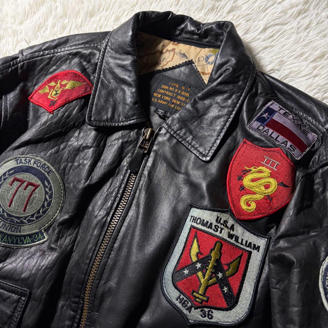 雰囲気抜群■フライトジャケット　 G-1 トップガン　羊革　ラムレザー 黒 L