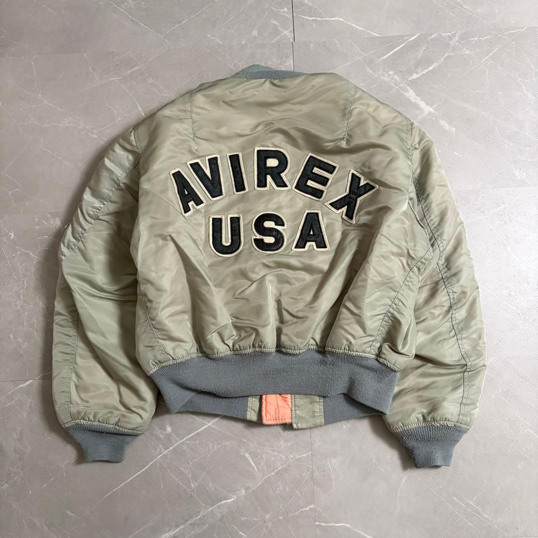 希少カラー　AVIREX アーチロゴ　MA-1 USA製　Lサイズ　ブルゾン
