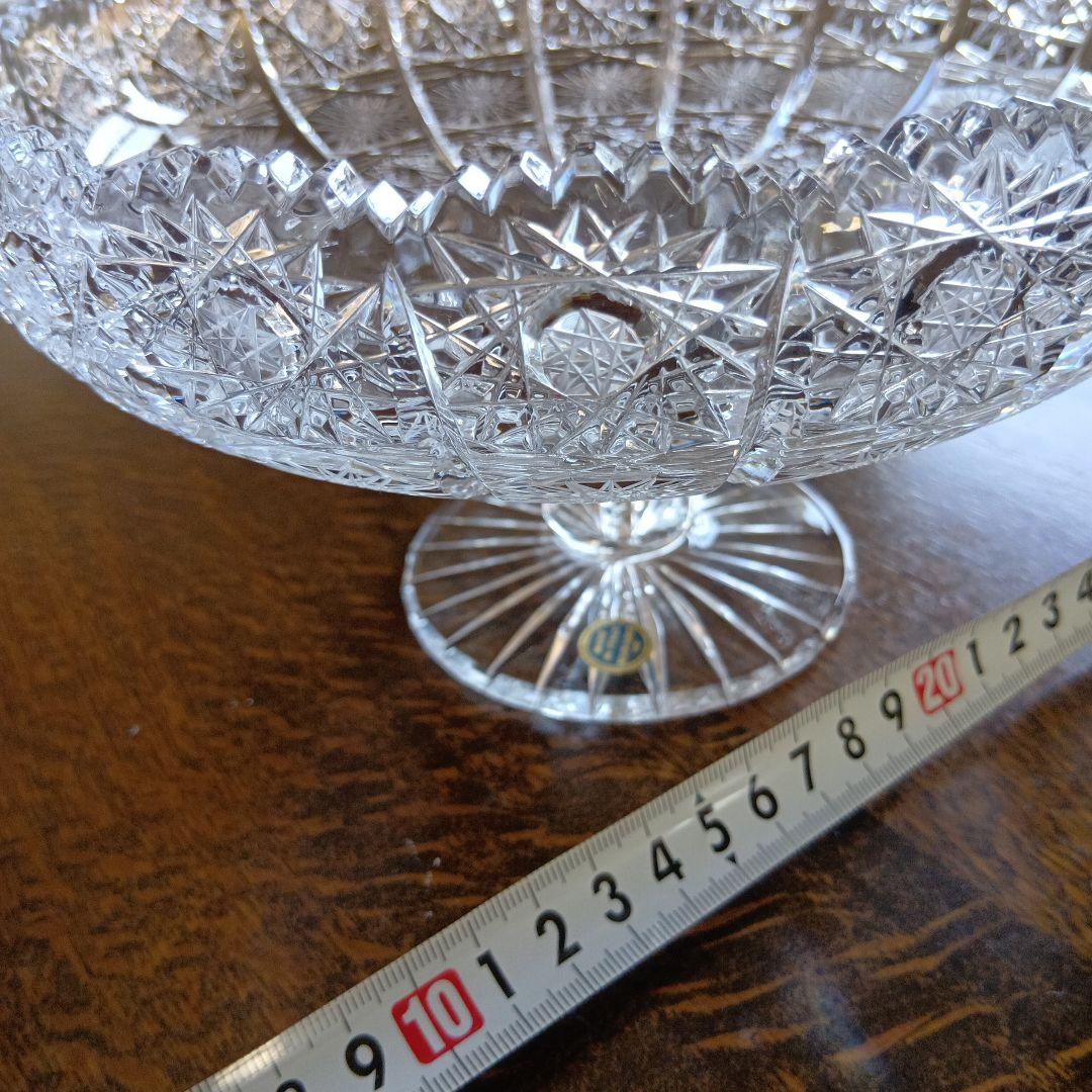 チェコのボヘミアンのクリスタルカットガラスボウル 約20cm