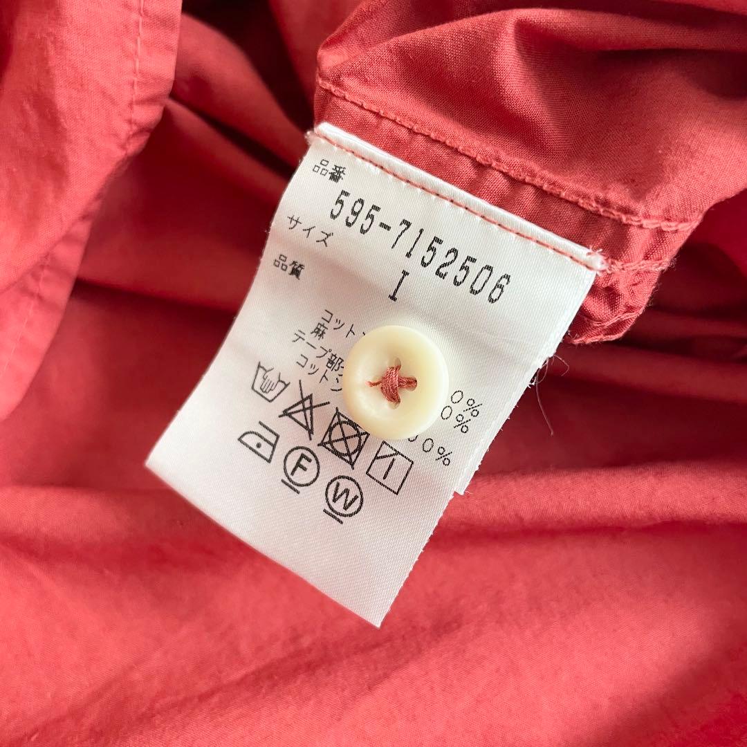 エムエイチエル 美品 MHL バンドカラーコットンリネンプルシャツ 1 レッド