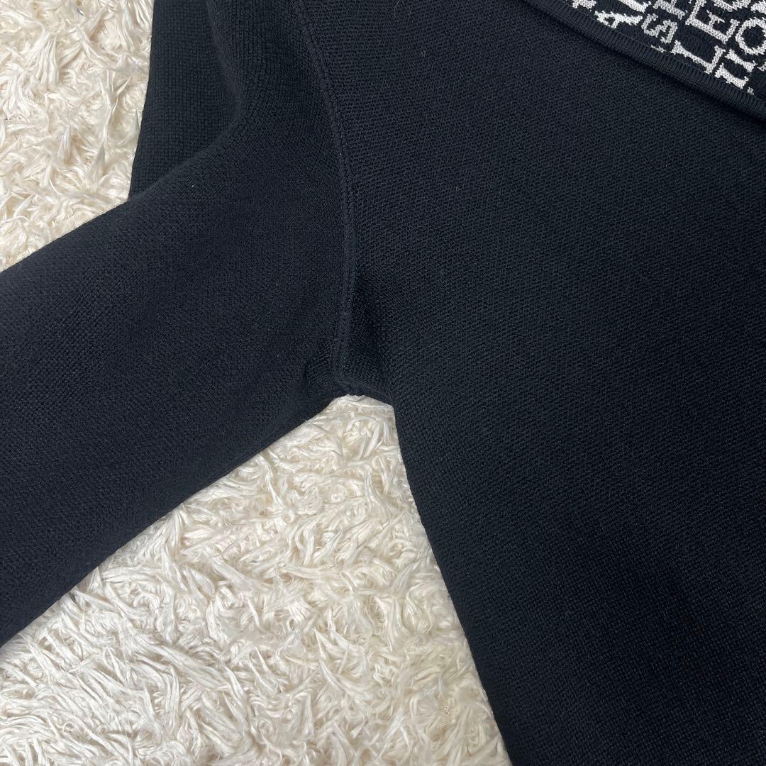 美品 レオナール 裏地ロゴ リバーシブル ニット コート カーディガン 40 L