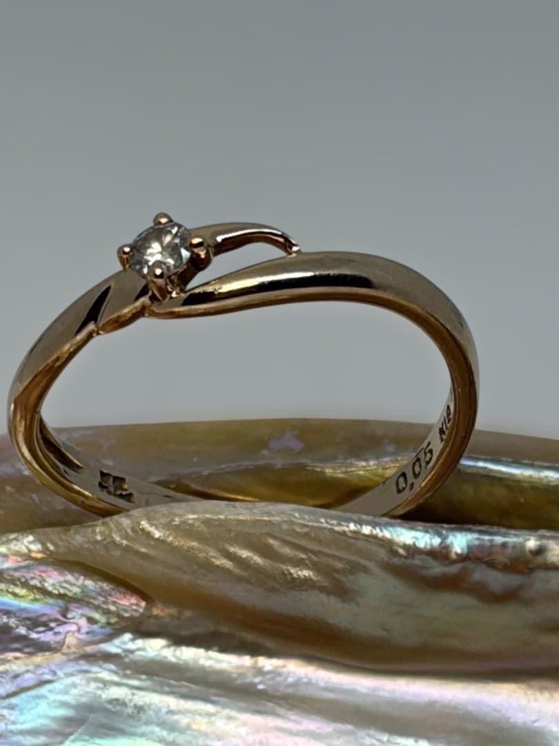 クレージュＫ18YG 1Pダイヤ0.05ct デザインリング　9号　中古