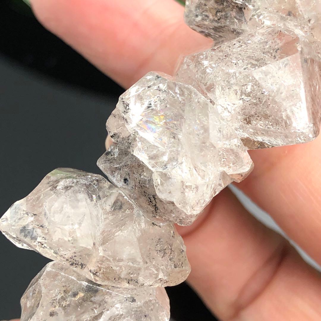 虹入りパキスタン産オイルインハーキマーダイヤモンドブレスレットy2433