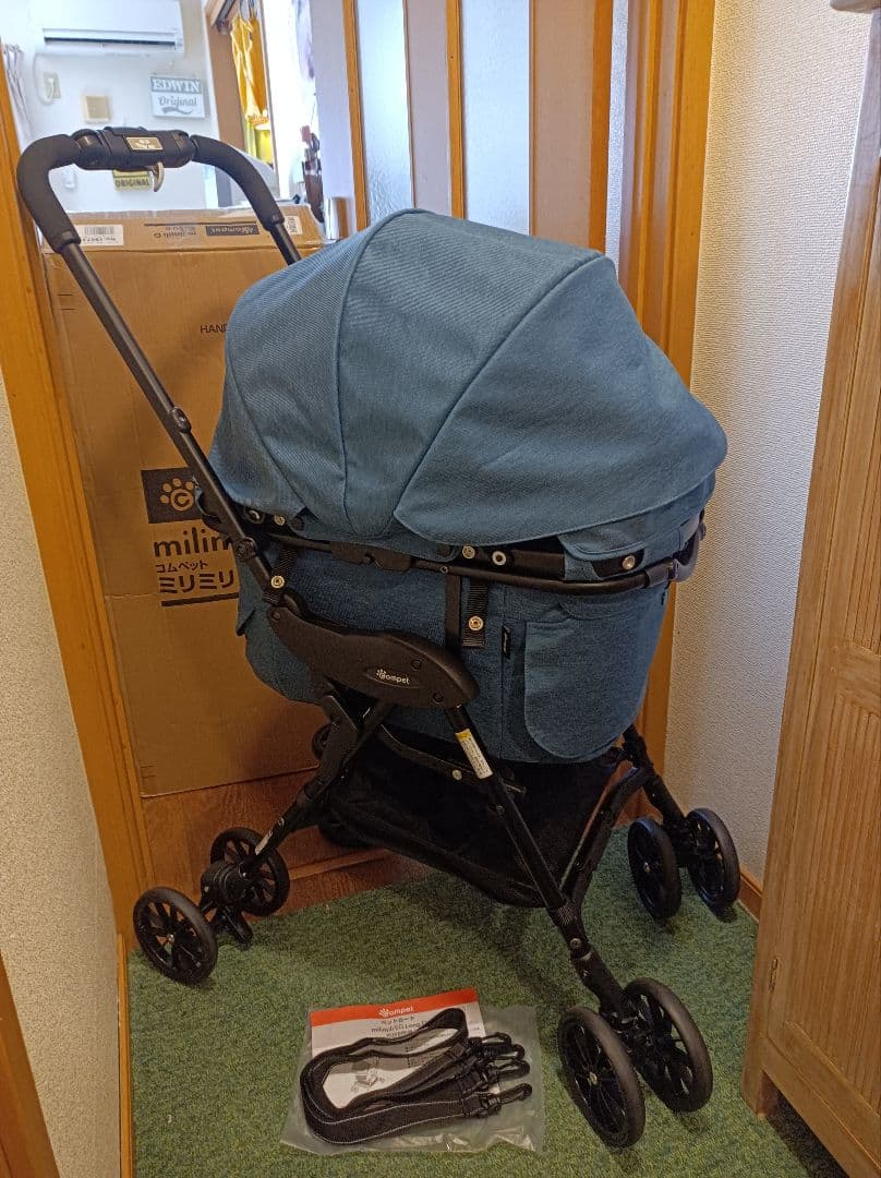 超美品 人気コムペット ミリミリEGロングD デニム 軽量ペットカート② 分離式
