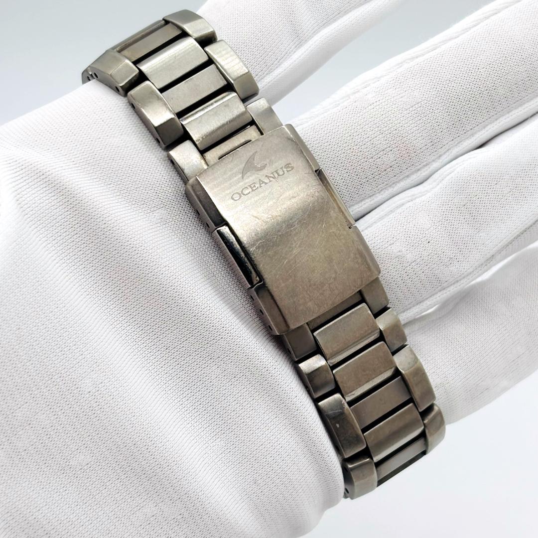 【動作良好】カシオ オシアナス チタニウム 電波時計 ソーラー充電 電波ソーラー