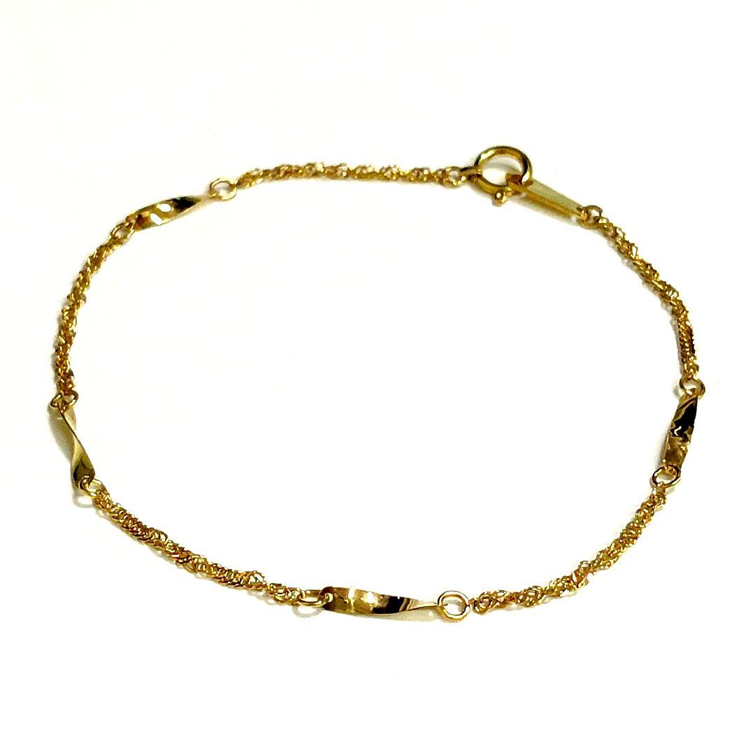 ☆ジュエリーマキ K18スクリューデザイン柄ブレスレット 17.5cm☆