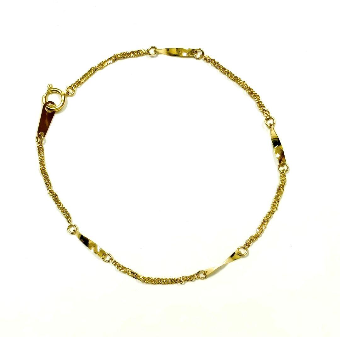 ☆ジュエリーマキ K18スクリューデザイン柄ブレスレット 17.5cm☆