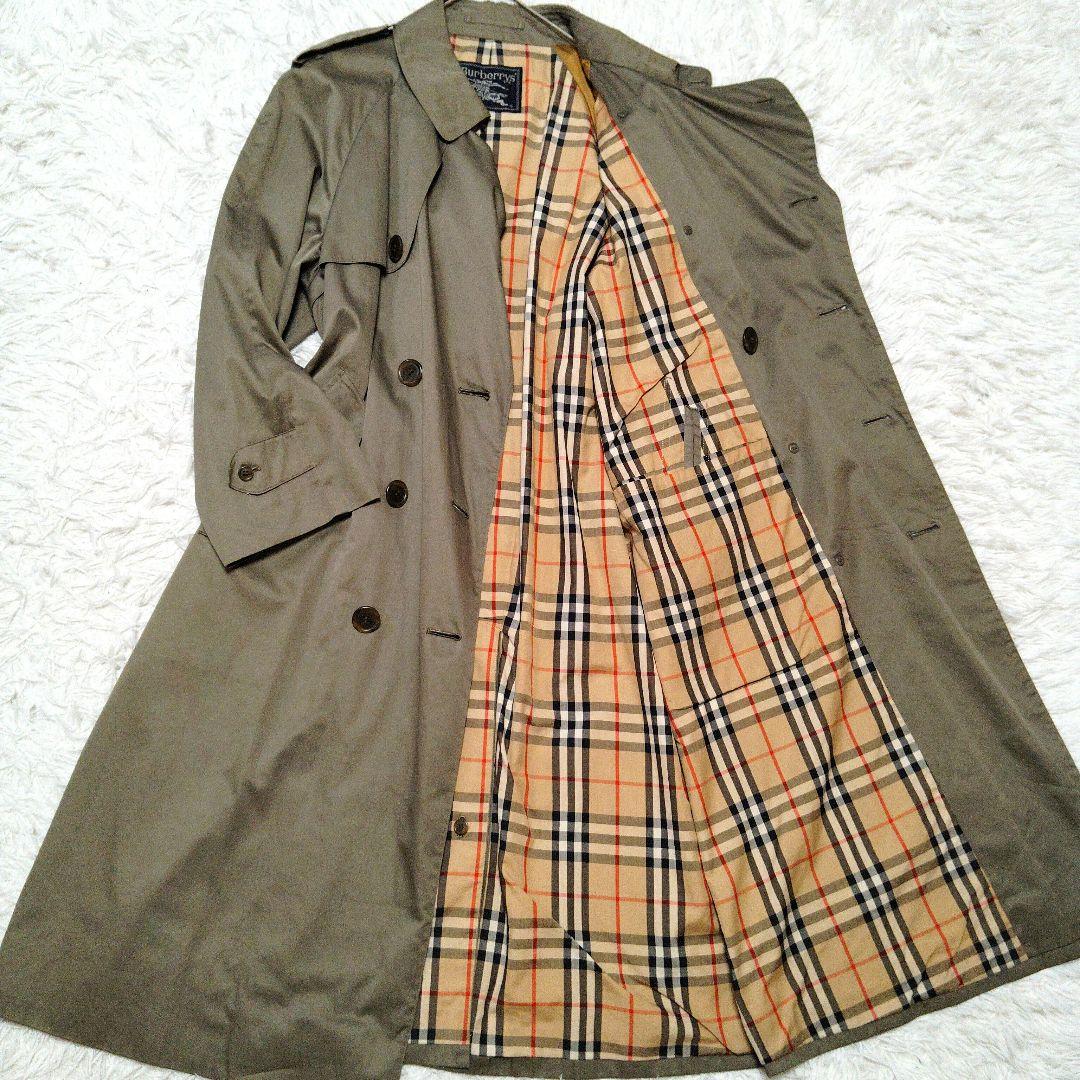 【人気モデル】バーバリー☆光沢感　ノバチェック　L　マキシ丈　トレンチコート