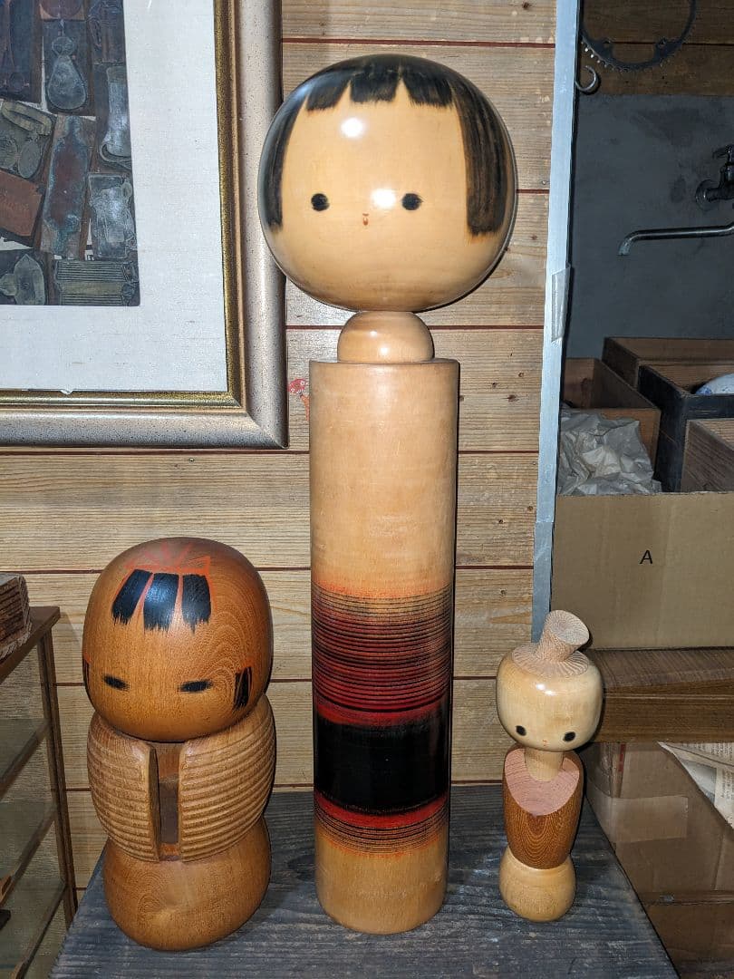 伝統的な木製こけし ３点　相田晴峰　大　中　小