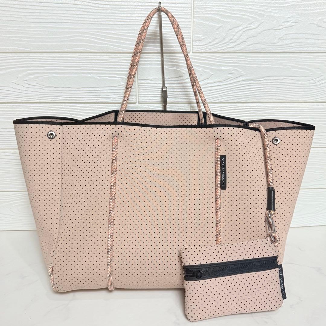 極美品✨ STATE OF ESCAPE トートバッグ ブラッシュ　　ピンク 大