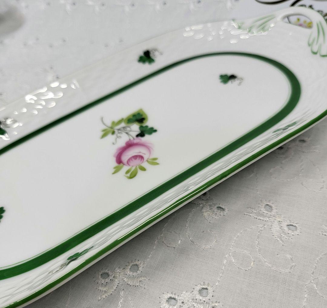 未使用✨ヘレンド ウィーンの薔薇 サービストレイ オーバル プレート 取っ手