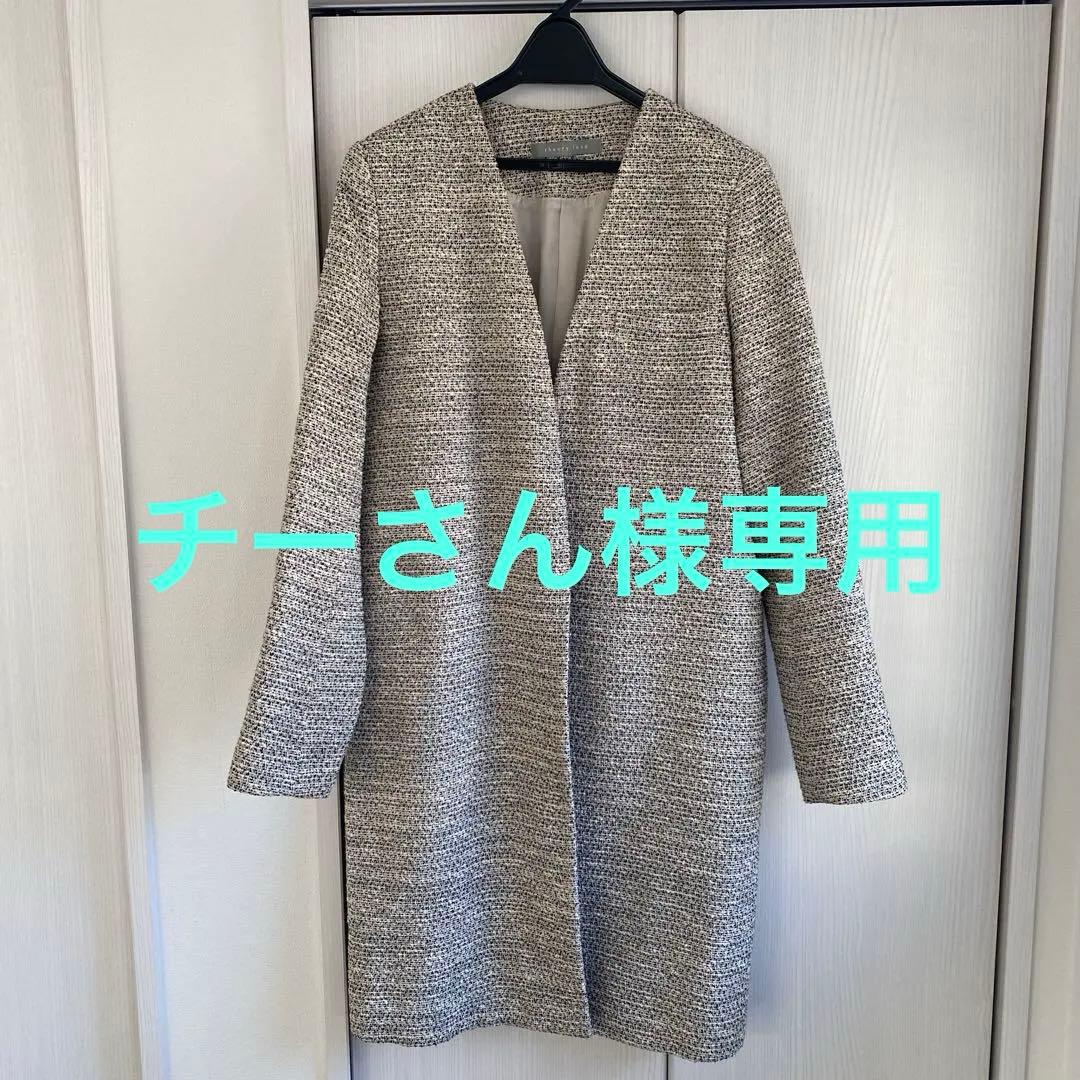 ★theory luxe ノーカラーツイードコート