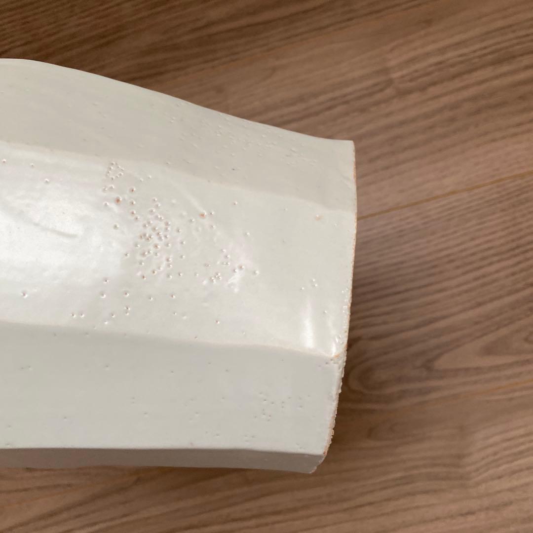 森岡由利子 角形 花器　壺　白磁壺　李朝