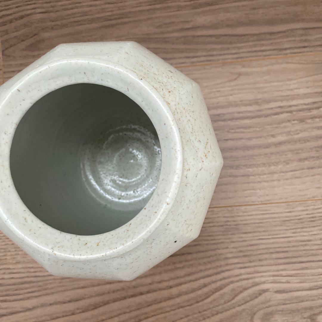 森岡由利子 角形 花器　壺　白磁壺　李朝