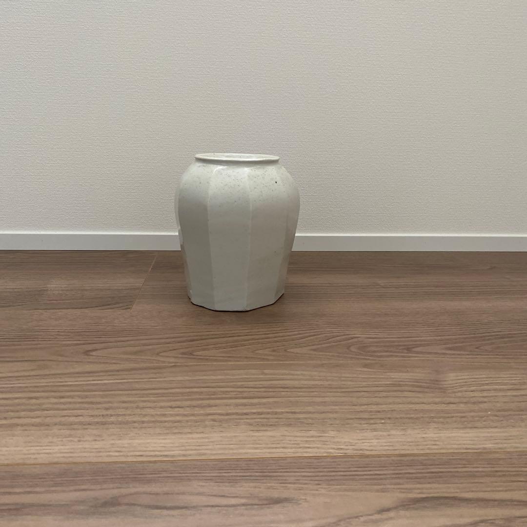 森岡由利子 角形 花器　壺　白磁壺　李朝