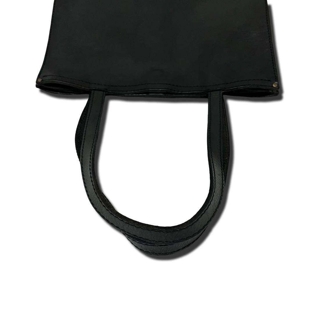 ヘルツ トートバッグ レザー 黒　無地 A4収納 ユニセックス 肩掛け可