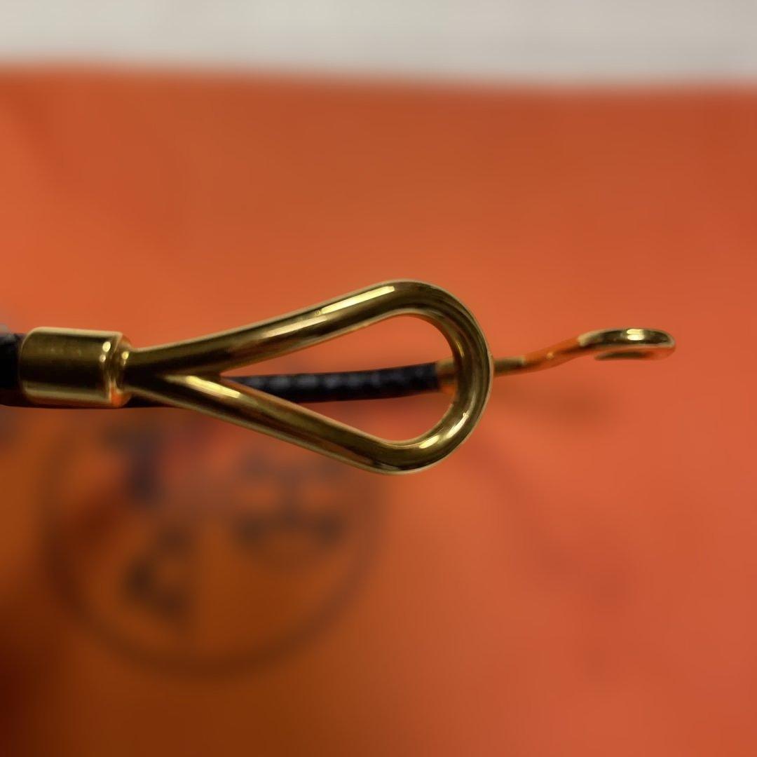 HERMES レザー フック付き ブレスレット 黒