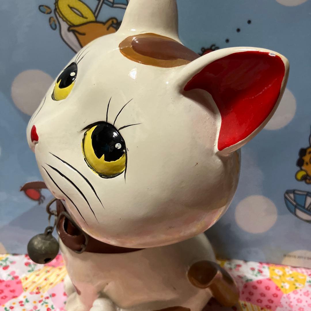 レトロ　陶器製 猫の置物　貯金箱　レア