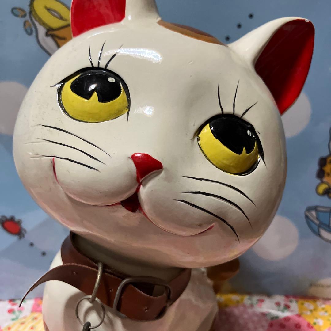 レトロ　陶器製 猫の置物　貯金箱　レア
