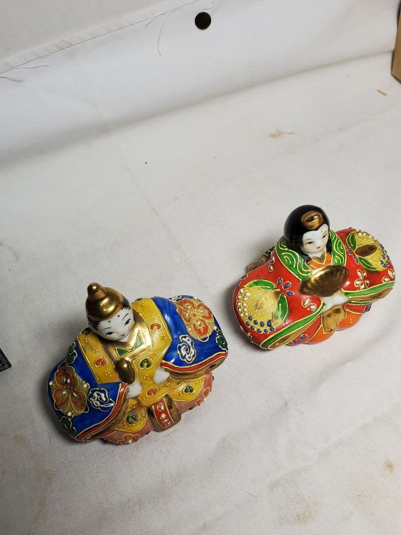 保管品　レトロ　お雛様　九谷焼　盛り上げ　高さ約9㎝　収集品　⑤