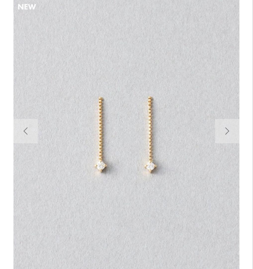 【Jouete ジュエッテ】 K18YG ダイヤ ピアス チェーン 揺れ