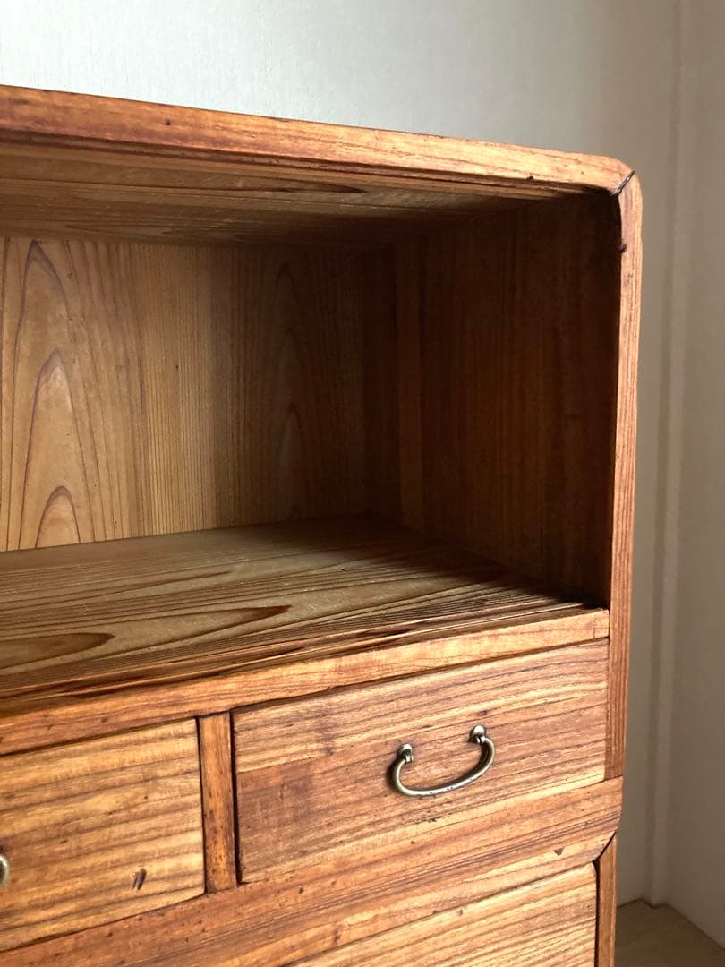 【送料込】アンティークの収納棚　無垢材　高さ93cm 上下分割可