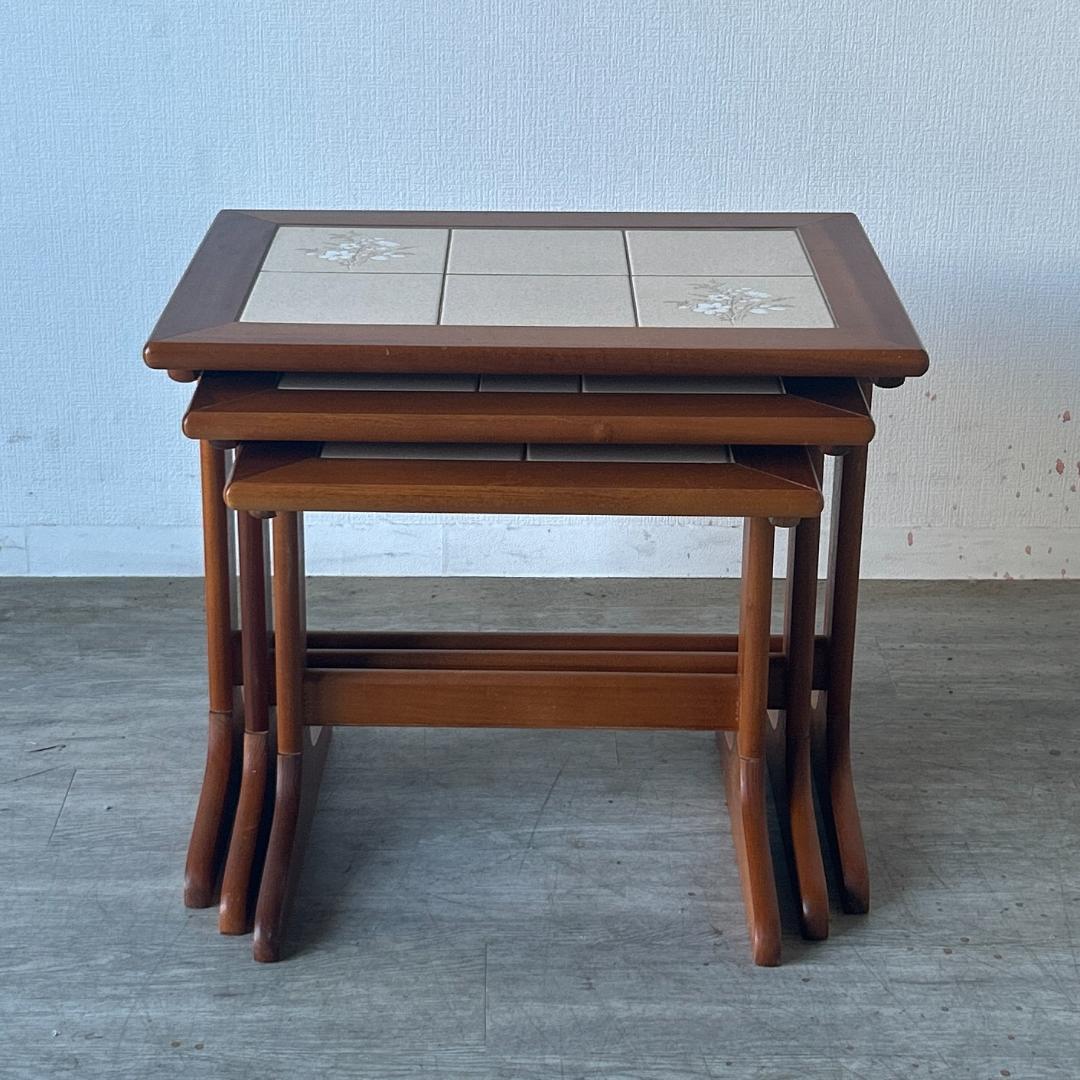 イギリス アンティーク家具 タイルトップ ネストテーブル 1960年頃 948A