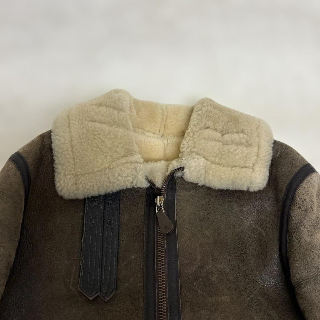 AVIREX B-3 フライトジャケット ムートン ボア 羊革 レザー 茶 34