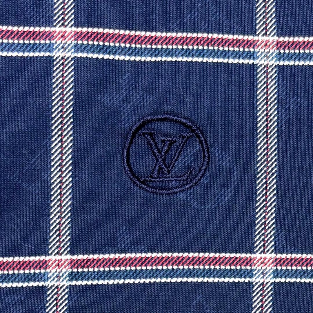 ひぃ 美品 LV ルイヴィトン モノグラムチェックTシャツ　\"ネイビー\"
